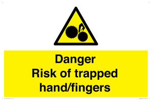 Danger Risk of trapped hand/fingers